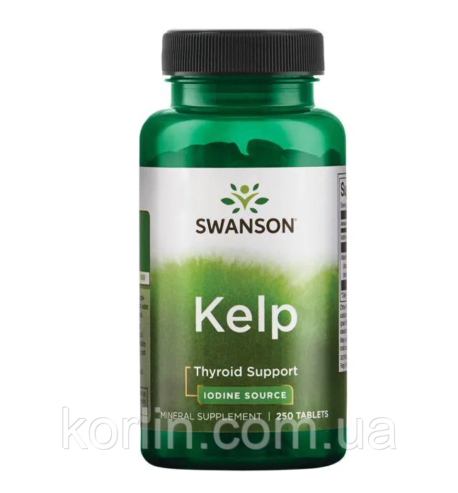 Ламінарія Органічний Йод Swanson Kelp 225 мкг 250 таблеток Свенсон США, фото 1