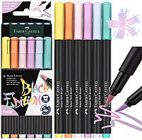 Фломастеры кисточки Faber-Castell Black Edition Pastel пастельных цветов, 6 цветов, 116453