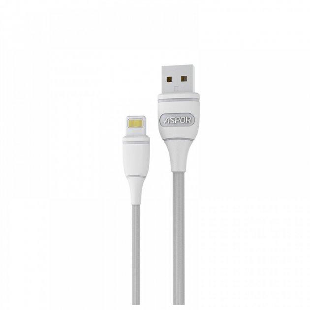 USB кабель Aspor AC-02 Lightning 2.1A/1м- білий