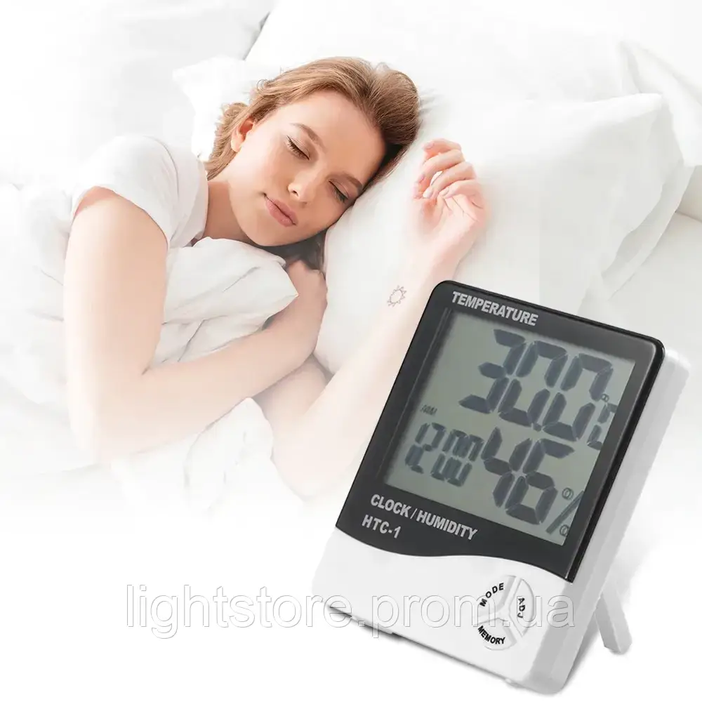 Электронный комнатный термометр HTC-1 для измерения температуры и влажности в помещении, гигрометр (HTC1) - фото 4 - id-p1892178123