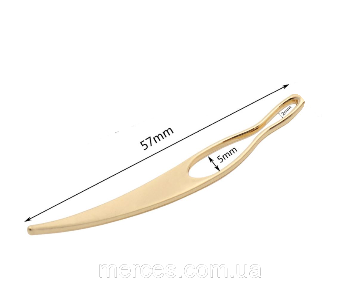Гачок для волосся півмісяць голка для дредів канекалону метал золотистий