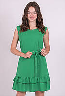 Платье женское зеленое однотонный с поясом софт миди Актуаль 439, 46
