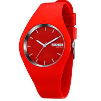 Часы женские . Наручные женские часы. Класические стрелочные часы Skmei Rubber Red 9068R