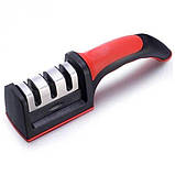 Точилка для ножів кухонна ручна Sharpener Червоно-чорний RS-168, фото 3