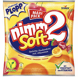 Nimm2 Soft Цукерки жувальні в індивідуальній упаковці з рідкою фруктово-соковою начинкою та вітамінами 345g