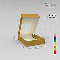 Картонная коробка с окошком подарочная крафт 130х185х35