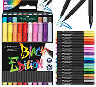 Фломастеры кисточки Faber-Castell Black Edition, 20 цветов, 116452