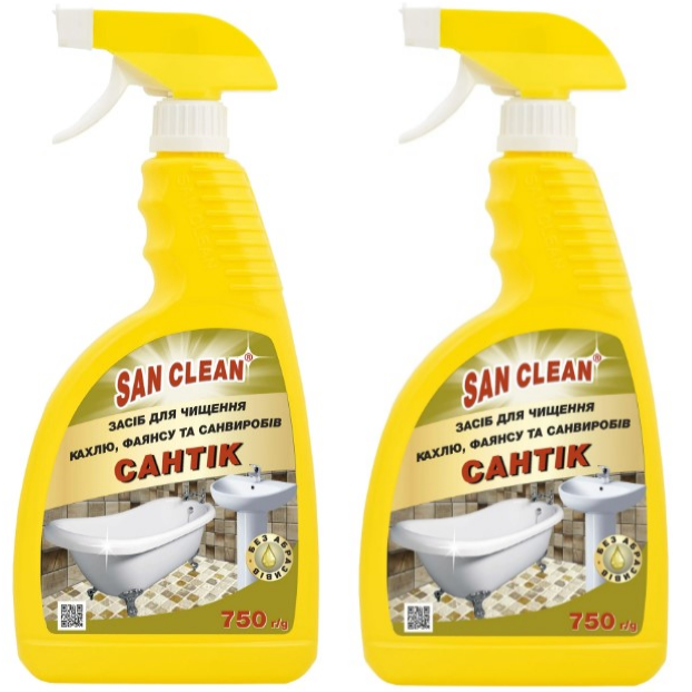 Средство для чистки кафеля и сантехники San Clean "Сантик", 750 мл с распылителем - фото 1 - id-p1892242707