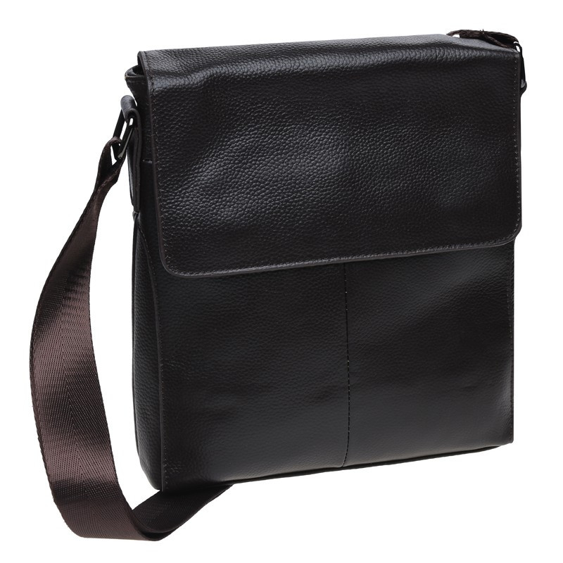 Чоловіча шкіряна сумка на плече Borsa Leather K18168-brown, фото 1