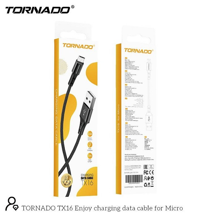 USB кабель Tornado TX16 Micro (2,4A/1м)- чорний
