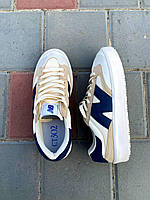 Мужские стильные качественные кроссовки бежевые New Balance CT302 Beige Blue,кожа