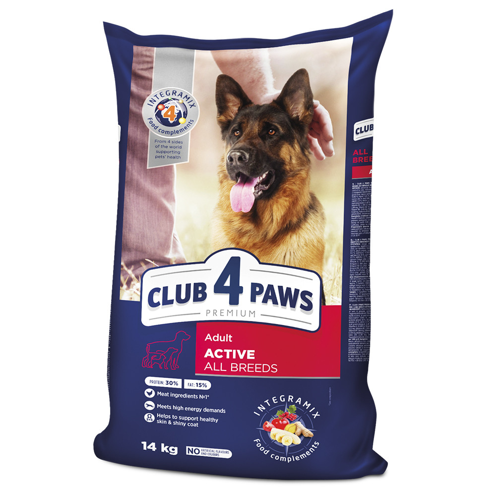 Club 4 Paws Premium Adult Клуб 4 лапи Active Актив сухий корм для активних собак усіх порід 14 КГ