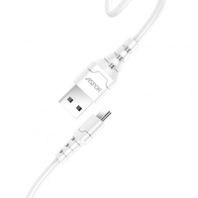 USB кабель Aspor A102L Type-C Fast Charge 3A/2м- білий