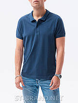 M (48). Чоловіча однотонна футболка поло 100% бавовна - синя індиго, фото 3