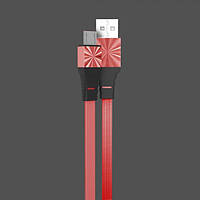 USB кабель Aspor A158 New Micro Плоский Silicon 2.4A/1.2м- червоний