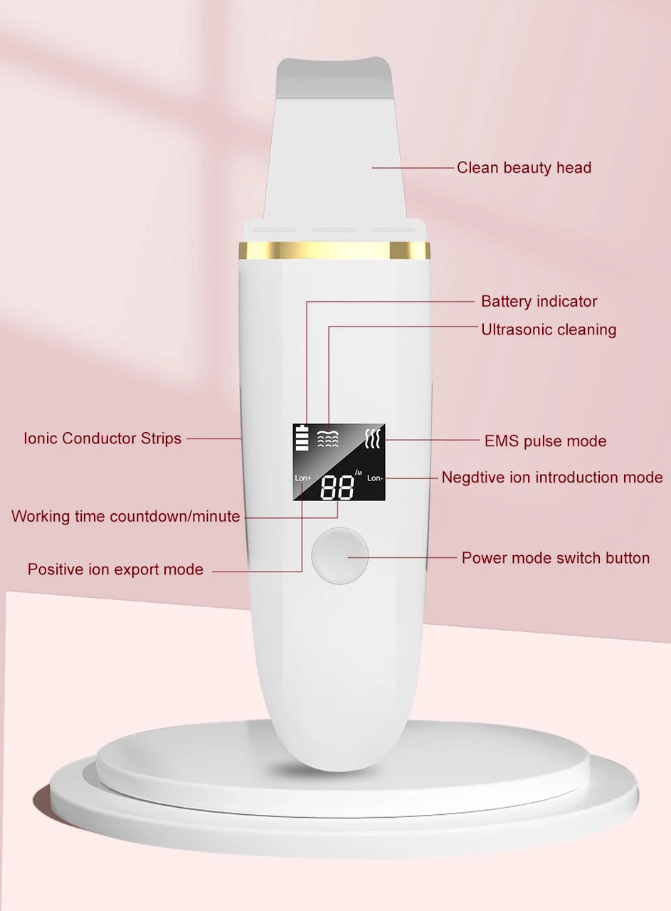 Ультразвуковий скребок для шкіри обличчя, пілінг, видалення чорних цяток, глибоке очищення обличчя, лопатка для пор