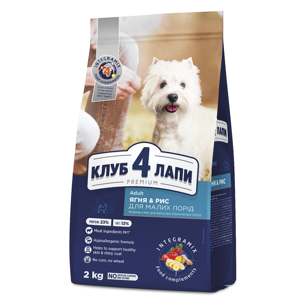 Club 4 Paws Premium Adult Клуб 4 лапи сухий корм для собак малих порід, ягня рис 2 КГ