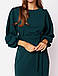 Стильне класичне жіноче плаття-міді з об'ємними рукавами, темно-зелене, фото 7