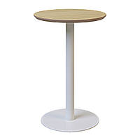 Стол обеденный кухонный круглый на одной белой ноге для маленькой кухни, лоджии, балкона Soul d-50 h-75 Lovko