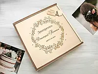 Деревянная коробка с гравировкой для свадебных фотографий и флешки, USB 16 GB, Светлое дерево