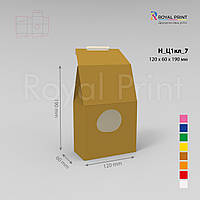 Коробка с круглым окошком для кондитерских изделий крафт 120х60х190