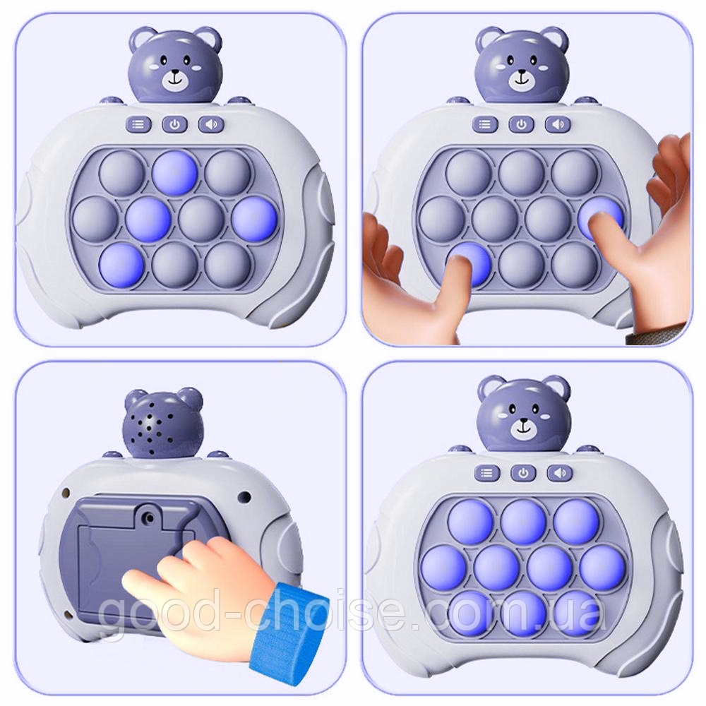 Игрушка антистресс Pop it PRO Bear Blue / Интерактивная игровая приставка / Электронная игрушка для рук - фото 5 - id-p1892254893