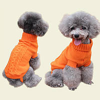 Оранжевый свитер для маленькой собаки размер XS, вязаная одежда для животных