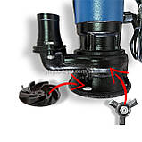 Фекальний насос GRANDWATER 2.5 кВт з ножем + шланг 25 м,  трос, зажими, хомут, рукавиці (комплект), фото 8