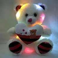 Плюшевый мишка Тедди с сердцем, 25см, светится, говорит Белый / Мягкая игрушка Тедди медведь (Teddi)