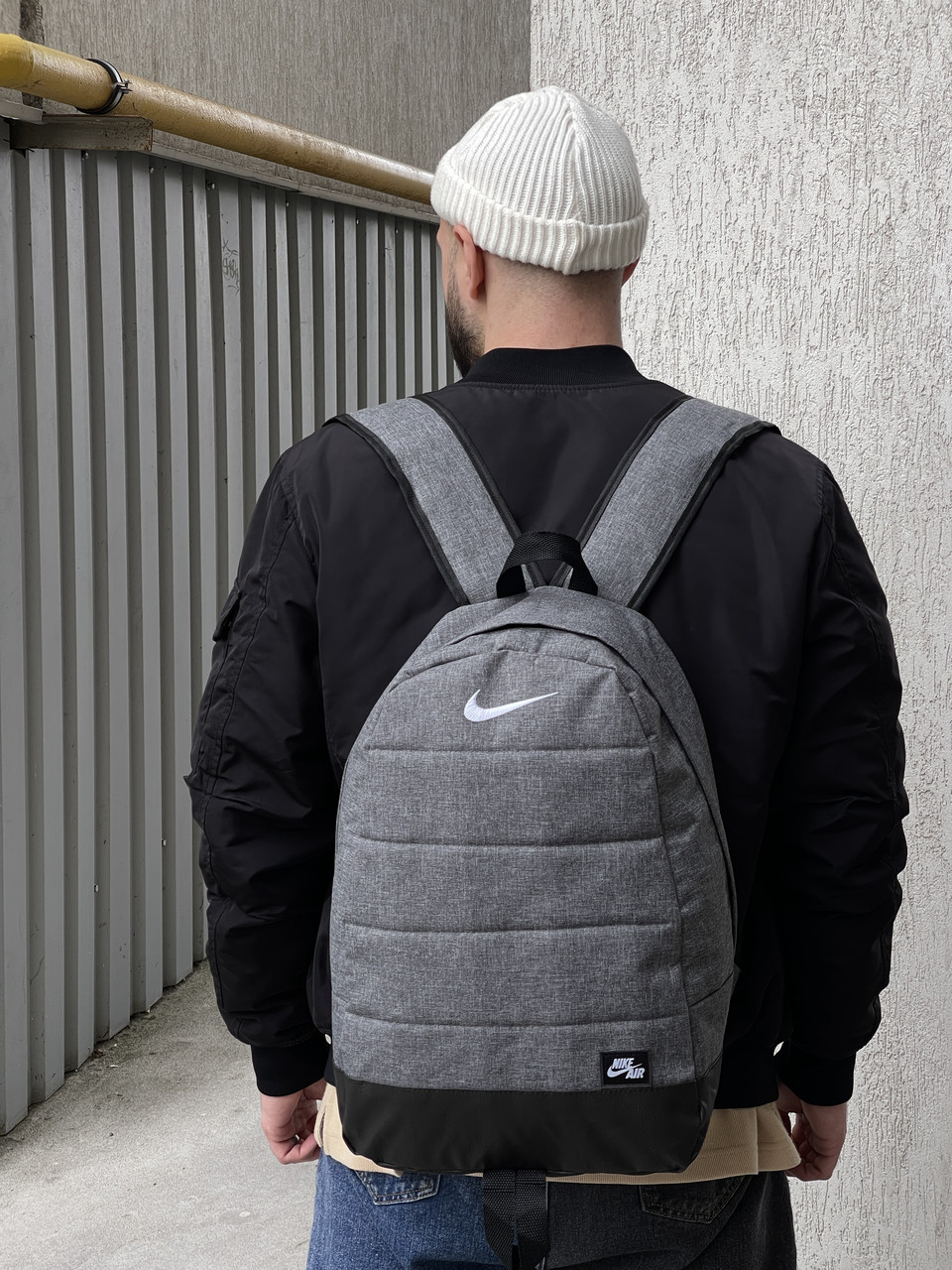 Рюкзак міський спортивний чоловічий жіночий Nike air сірий меланж портфель повсякденний найк сумка