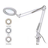 Настільна LED лампа-лупа FS-645 із сенсорним керуванням на струбціні + USB, 24 Вт, фото 3