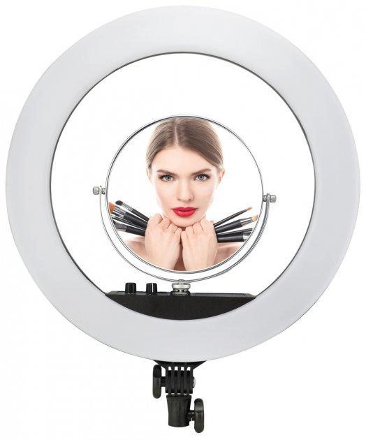 Універсальне селфі кільце LED лампа RL-18 II 55W USB WiFi Bluetooth 45см із дзеркалом та пультом, фото 1