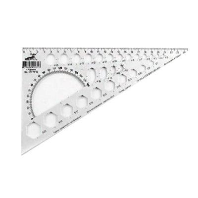 Трикутник пластиковий 25см з транспортиром та геометричними фігурами