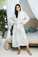 Женский махровый длинный халат шиншилла Romance с двумя карманами и капюшоном XL