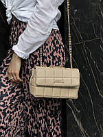 Michael Kors SoHo Small Quilted Leather Shoulder Bag Beige 22x13x9 высокое качество женские сумочки и клатчи