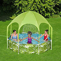 Детский каркасный круглый бассейн с навесом от солнца Bestway 56432 (244-51 см, с навесом, 1688 л) Зеленый