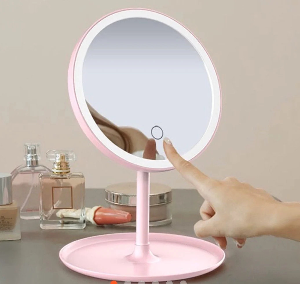 Настільне дзеркало з Led-підсвіткою Makeup mirror Рожеве