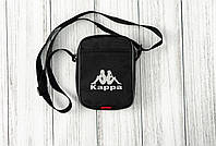 Сумка Kappa черного цвета / Мужская спортивная сумка через плечо Каппа / Барсетка Kappa