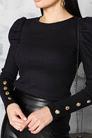 Р 38 - 42 Кофта єлегантная молодежная модная с пуговицами теплая из трикотажа свитер черная офисная блузка