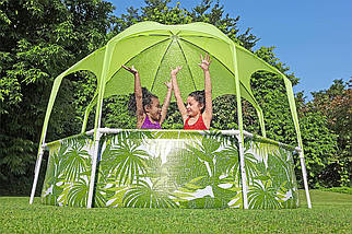 Дитячий каркасний круглий басейн із навісом від сонця Bestway 56432 (244-51 см, з навісом, 1688 л) Зелений, фото 3