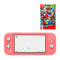 Набор Консоль Nintendo Switch Lite 32GB (045496453176) Coral + Игра Super Mario Odyssey Русские Субтитры