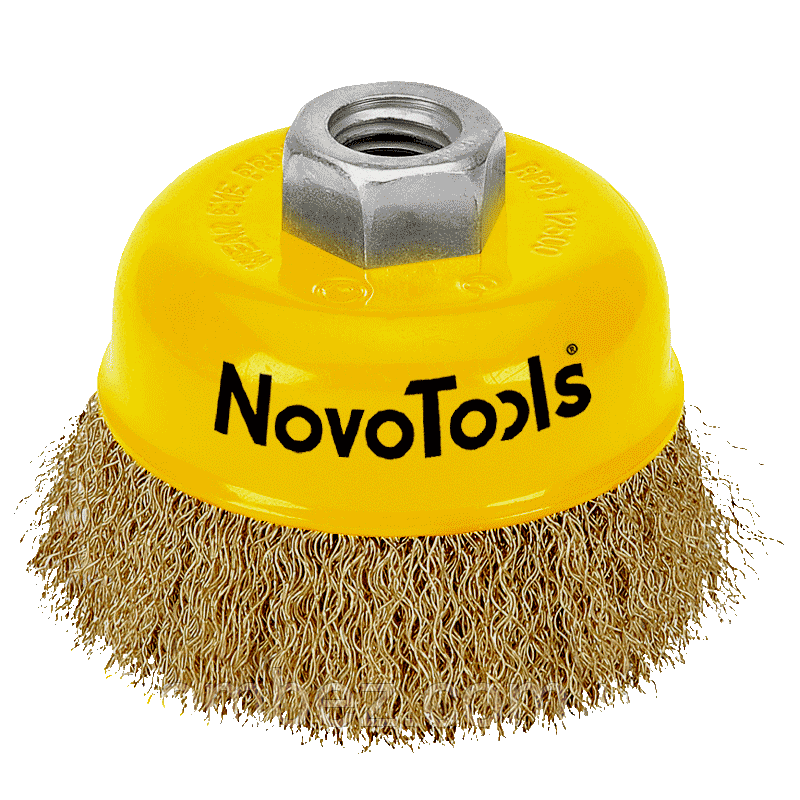 Щітка торцева NovoTools, гофр. латунь, 100мм