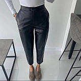 Жіночі модні штани екошкіра 42-44,46-48 моко, чорний, фото 3