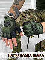 Перчатки тактические без пальцев mechanix олива, перчатки армейские тактические кожаные с вставками D30