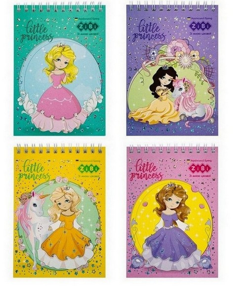 Блокнот А6 40арк., в клітинку, на спіралі (верхня), м'яка обкладинка Zibi Kids Line Princess