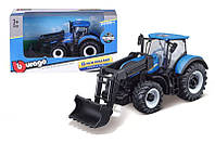 Синий трактор с фронтальным погрузчиком New Holland T7.315 BBURAGO