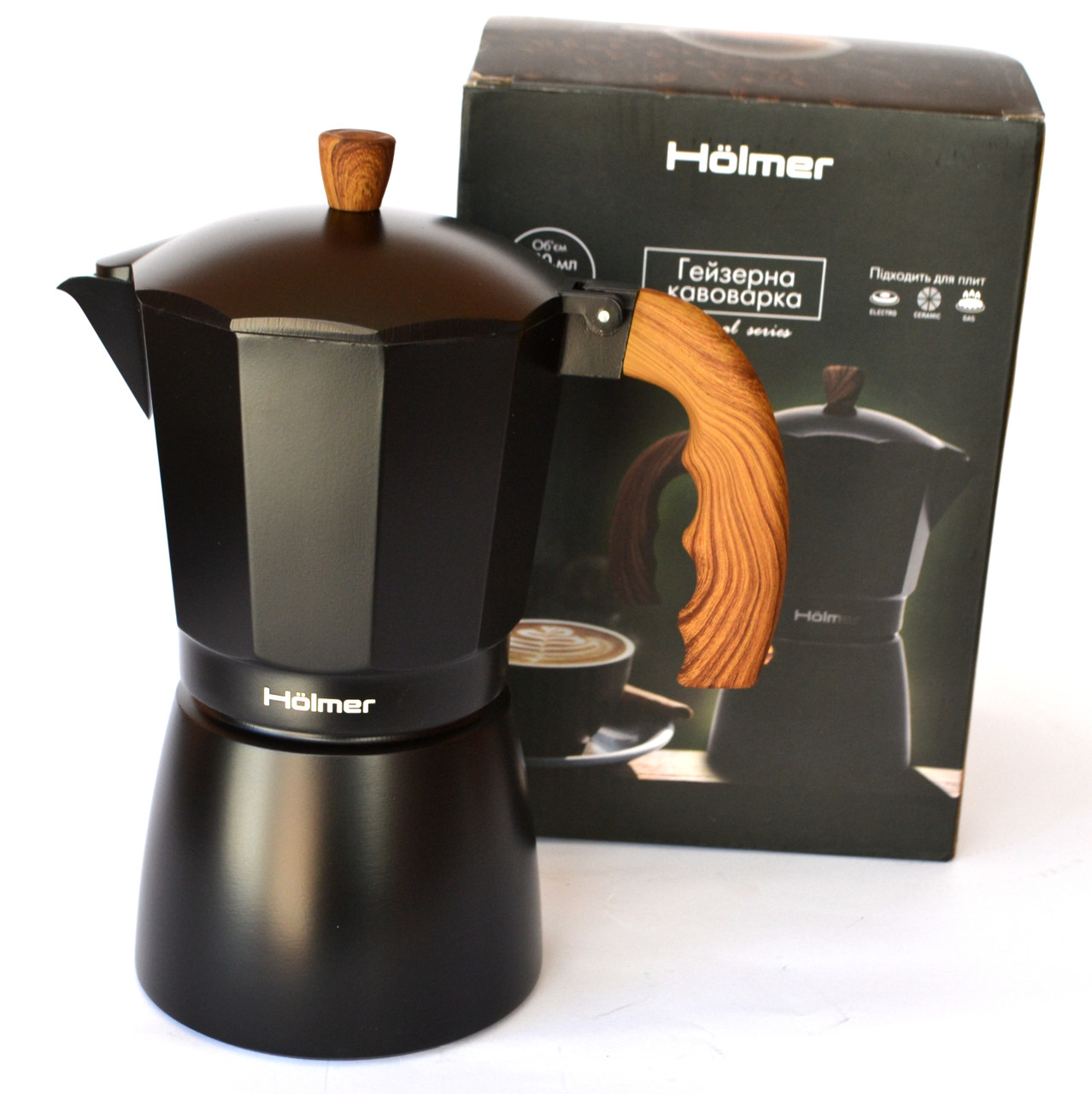 Кавоварка гейзерна 150 мл Holmer CF-0150-BW