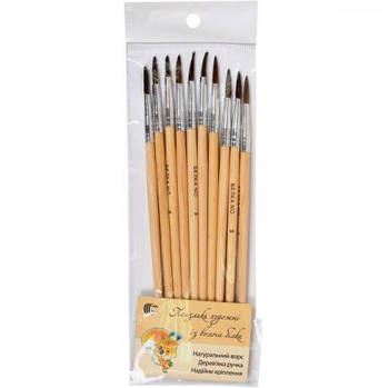 Художня кругла кисть з ворсу білки №5 C 17 см в упаковці 10 шт Пензлики для малювання