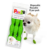 Резиновая обувь-носки для собак PawZ Зеленый 12шт Tiny (1.5-2.5см)