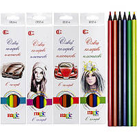 Набор цветных карандашей на 6 цветов в картонной упаковке White Night в упаковке 12 шт
